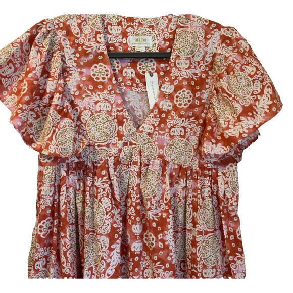 Anthropologie Maeve Printed FlutterSleeve Babydoll Cotton Dress Sz S MSRP$148.00 - Picture 6 of 10